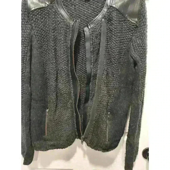 Trouve Sweater Moto Jacket Faux Leather Size LARGE - Picture 11 of 12